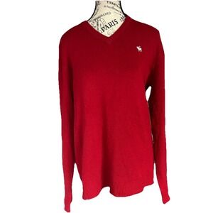 Mens Vtg Y2K  Red School Wool Pullover Knit Sweater M Preppy A&F classic Comfy